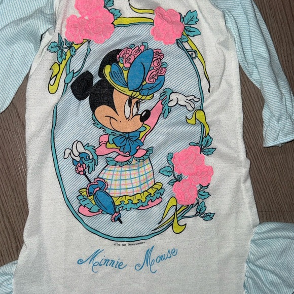 Vintage Disney Minnie Mouse Striped Blue and White Nightgown 3T - Picture 3 of 6